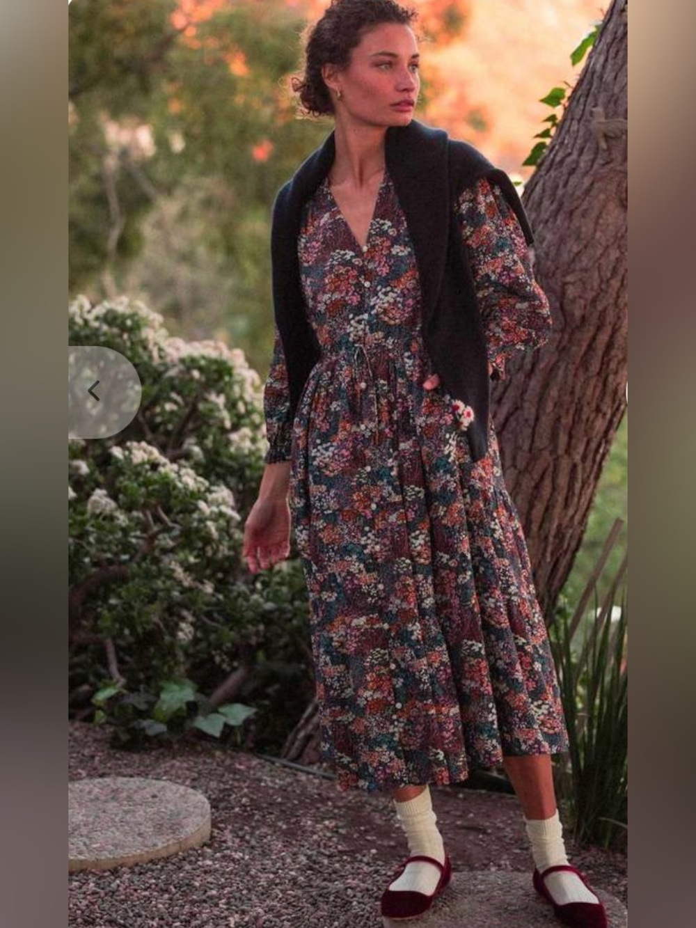 $488 Trovata Birds Of Paradis Sylvie Midi Dress Anthropologie Bijou Floral Sz. M
